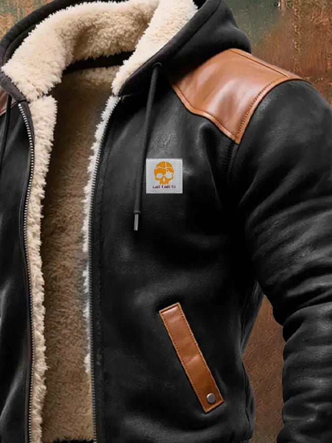 Vintage Hooded Suede and Leather Jacket
