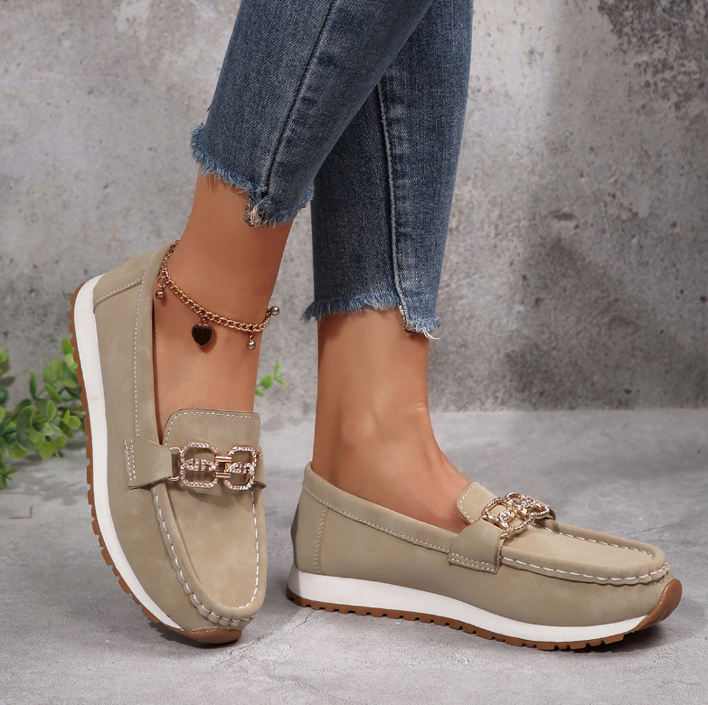 Emma - Chic Diamond Buckle Loafers