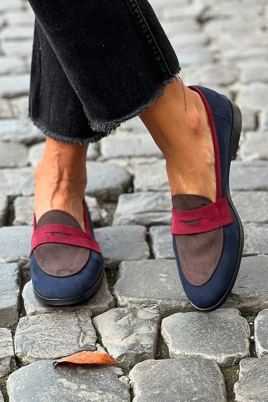 Navy Blue Colourblock Loafers