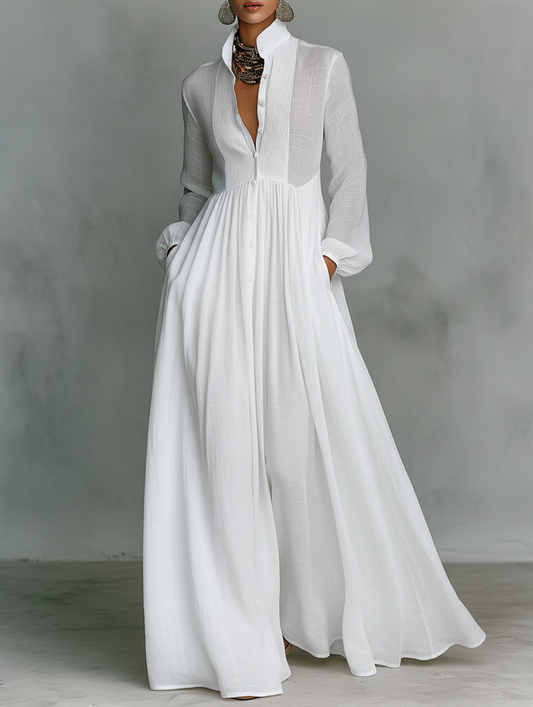 Serena | Long Buttoned Fluid Dress