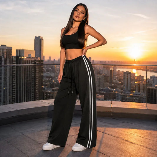 Adorielle - Sporty Stripe Wide Leg Pants