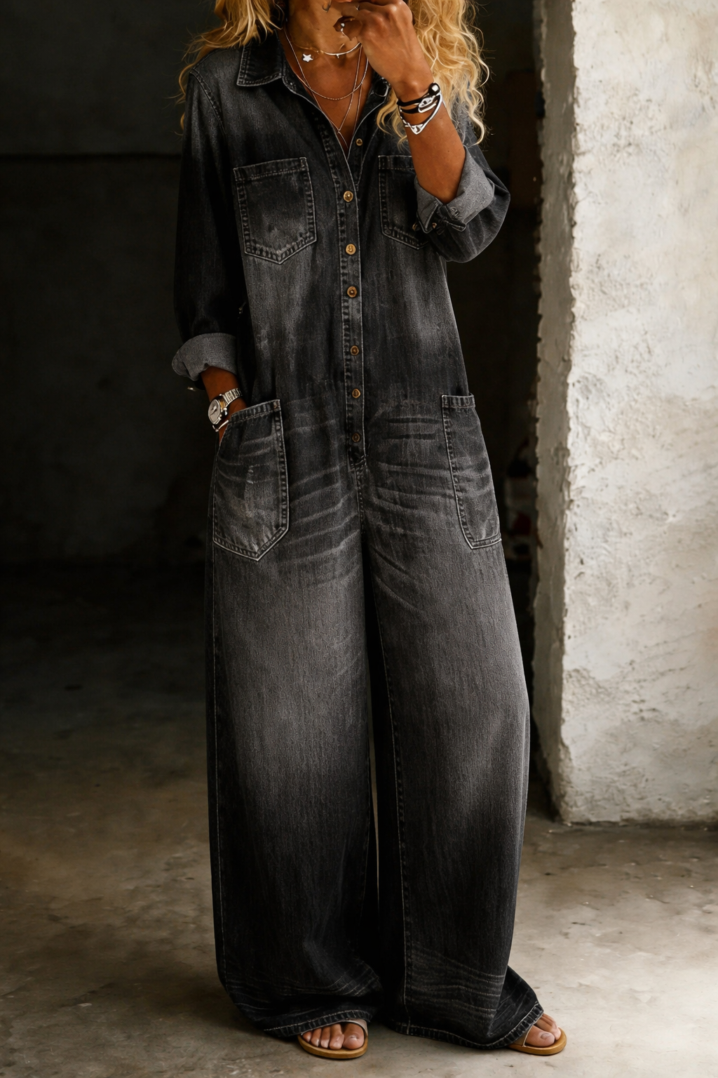 Thalassa - Casual Denim Jumpsuit