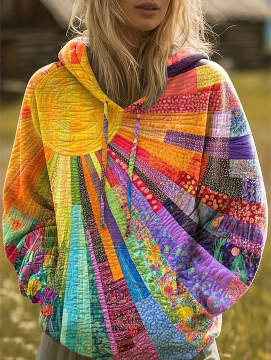 ARLETTE – VIBRANT SUNBURST PATCHWORK HOODIE