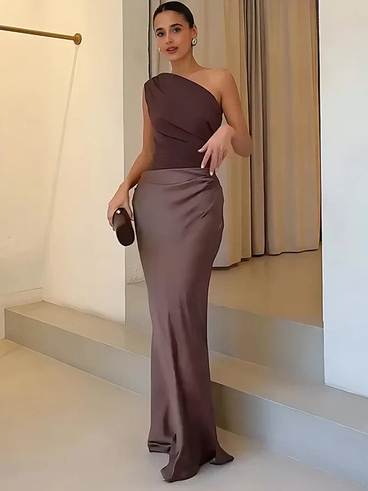Maxi Dress with Exposed Shoulder