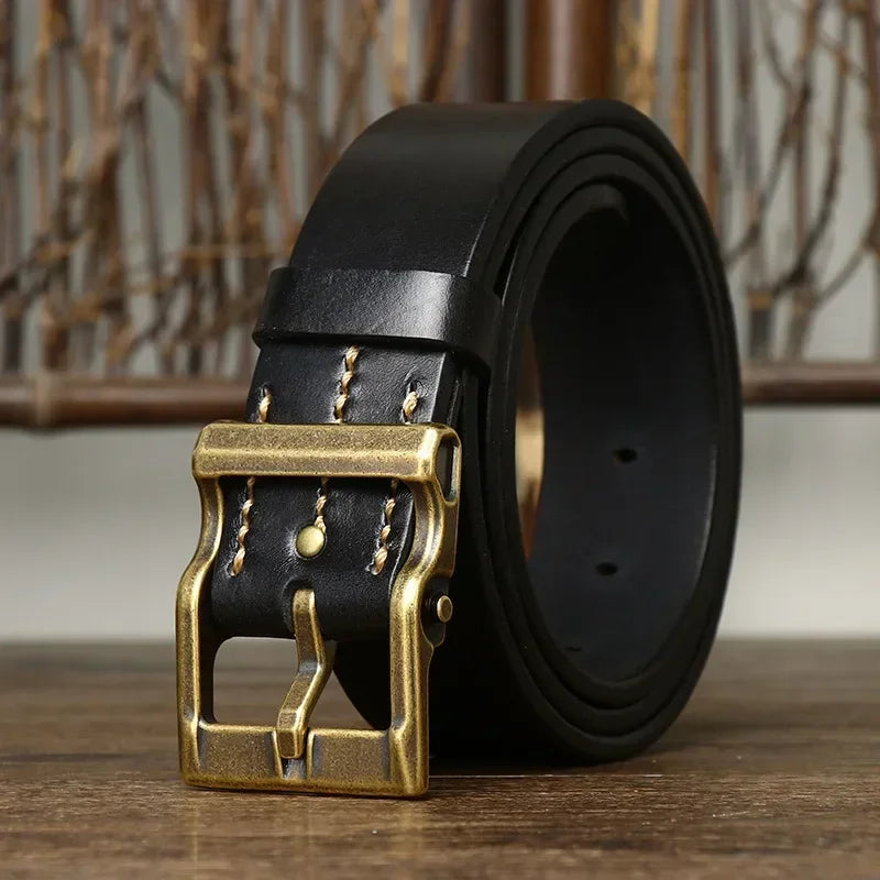 Marenzo Brass Leather Belt