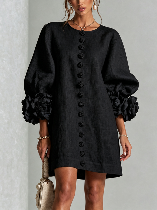 Anastasia | Floral-Cuff Statement Mini Dress